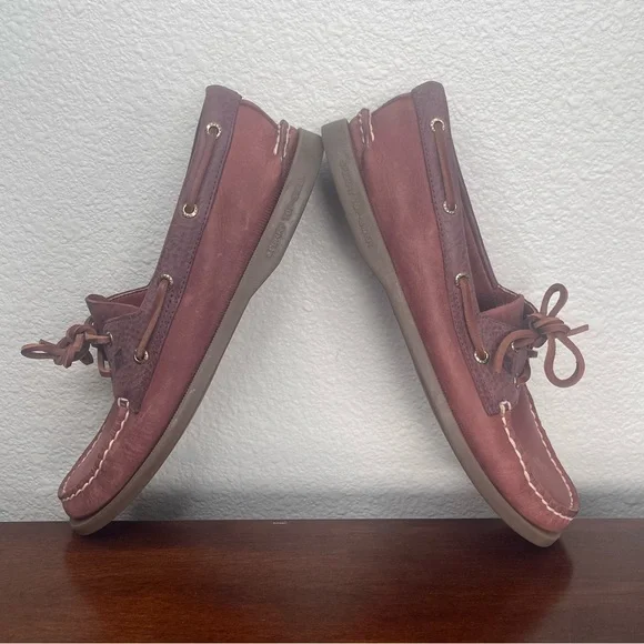 Sperry Women’s Burgundy Leather Tonal Boat Shoes Size 9.5 - Picture 5 of 9